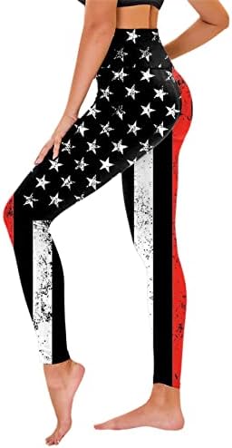 Американското Знаме от 4 юли Женски Гамаши С контрол на корема Панталони с Флага на САЩ Удобни Леки Спортни Йога, Джогинг Спортни