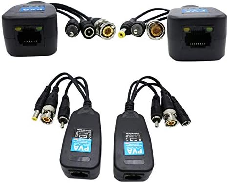5 Двойки Пасивен източник на захранване, Видео Балун Аудио BNC към конектора RJ-45 HD-CVI/TVI/AHD/CVBS Радиоприемник за 720P до 8MP за системи за видеонаблюдение