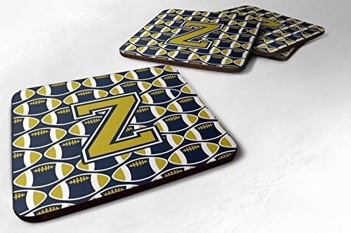 Carolin's Treasures CJ1074-Набор на каботажните за футбол Z с букви на синьо и златно цветове от стиропор ZFC, 4 Поставки