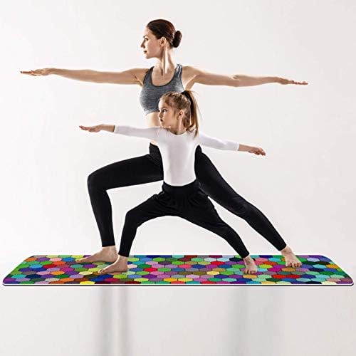 Дебел Нескользящий килимче за йога Unicey за физически упражнения и Фитнес, 1/4 с Цветни Шестиугольным Геометрични Мозаичным