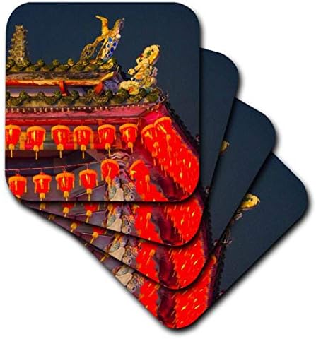 3 Храм Дрозе Цысянь, посветен на Матца в Шилине, Тайпе, Тайван Меки подложки (комплект от 4), Комплект от 4 меки прозрачни