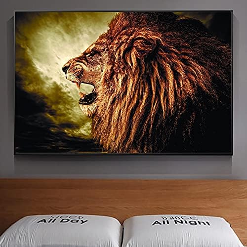 Рев на Африкански Лъв Плакат с диви животни И Щампи Живопис Върху Платно Стенни Художествена картина за Декорация на