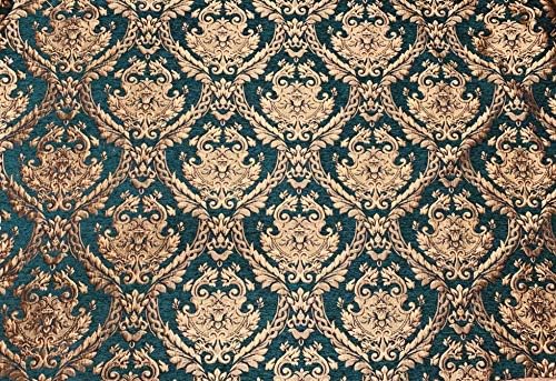 Дамасский гоблен от синельной тъкан - обивочная плат с ширина 60 см - продава се в насипно състояние (зелено / gold)