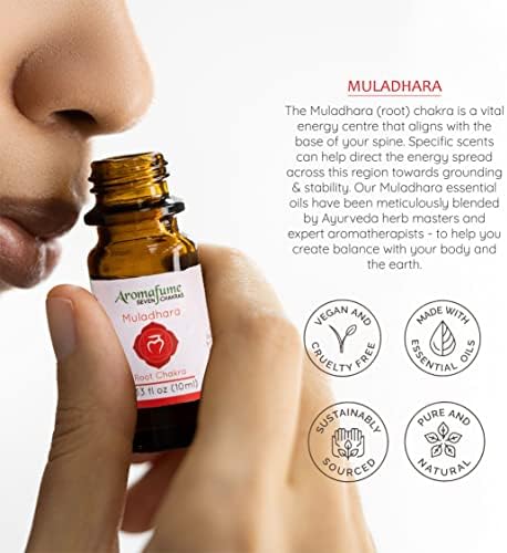 Муладхара - Спирането - Смес от етерични масла на кореновата чакра, за да дифузьор от Aromafume | 3 х 10 мл | Смес от