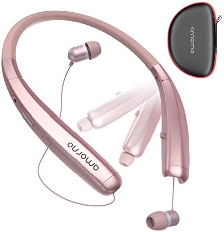 Сгъваеми Bluetooth-Слушалки AMORNO, Безжична Спортна Слушалки с шейным ръб и Плъзгащи слушалки, Устойчиви на пот на стерео слушалки и микрофон с Шумопотискане (черни)