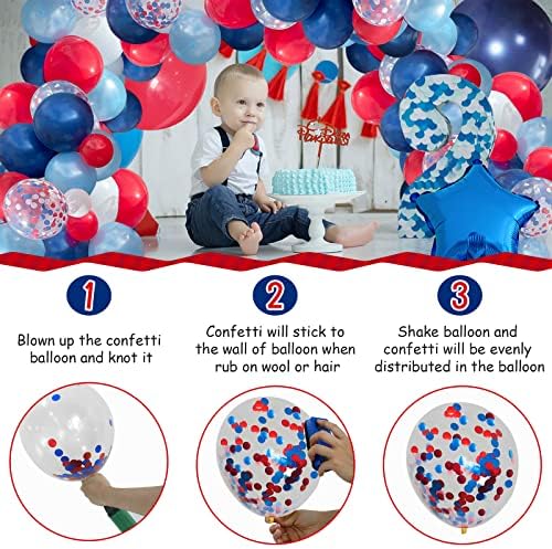 Комплект гирлянди от тъмно-синьо-сребърни балони JULLIZ 145шт， и Комплект Гирлянди от Червени, Бели и Сини балони JULLIZ