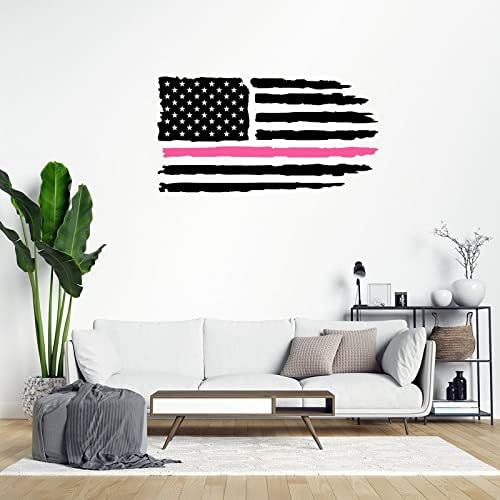 Американски Проблем Флаг Розова Линия Vinyl Стикер на Стената Розовата Лента Стикери за стена Борба с рака на Осведомеността