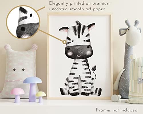 Щампи с животински Elarta за детска стая - Интериор в стил сафари за момчета (8x10 без рамка) за Декор на детска стая