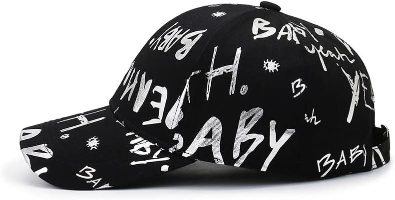 MHYFC Дамски бейзболна шапка Лятна с лъскави надписи от графити, Слънчеви шапки Harajuku За момичета, Регулируем бейзболна