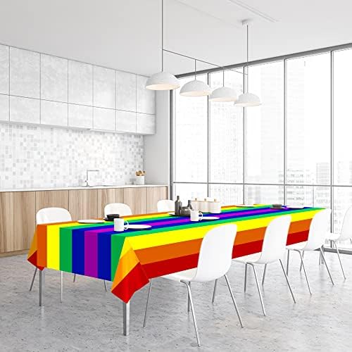 SHANGXING 3 опаковки за Еднократна употреба дъгова покривки-108 x 54 см Правоъгълна Покривка Pride Rainbow за украса на масата - Пластмасов водонепроницаемое покритие в преливащ
