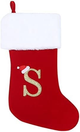 Коледни Чорапи с Монограм, Чорапи, Класически Персонализирани Украса за Отглеждане за Семейна Почивка, Венец от Лозови насаждения до 15 метра