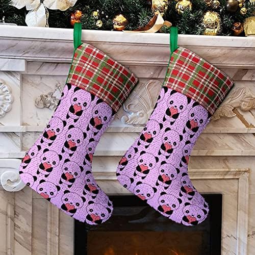 Розово Коледни Чорапи с Пайети под формата на Панда, Блестящи Стенни Висящи Украси, Украса за Коледната Елха, Празнична