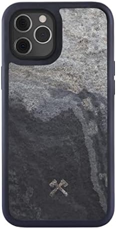 АКСЕСОАРИ от ДЪРВО - Калъф от естествен камък, който е съвместим с iPhone 12/12 Pro, камък от экокожи (сив камуфлаж)