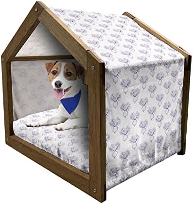 Дървена Къщичка за кучета Ambesonne Farm Animal, повтарящ Се модел на Анимационни Прасенца, Преносим Конура за кучета