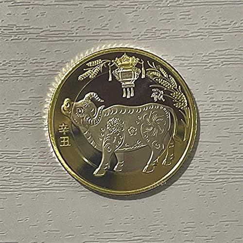 Китай 2021 Година БИК е Оригинална Възпоменателна Монета, Криптовалюта Лъки Coin са подбрани Монета Китайски Зодиакални Годината на Бика Оригиналната Монета в 10 Юана,