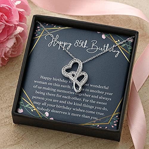 Картичка С Послание, Колие Ръчна изработка - Персонализиран Подарък Двойно Сърце, Я като Подарък За 85-ия Рожден Ден, Я За Подарък На 85-тия Рожден Ден на Приятелката Н?