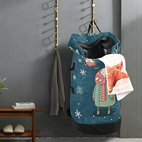 Весела Коледа (5) Чанта за дрехи Тежка Раница за пране на дрехи с плечевыми ремъци и дръжки за чанта за дрехи с цип на