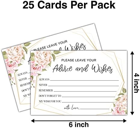 Пощенски картички със съвети и пожелания - бледо розово с флорални геометричен модел, идеални за булчински душ, душата