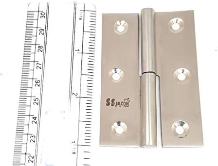 Ssiskcon 2 Изкачване на панти Подвижни панти от неръждаема стомана, 3 инча (75 мм) Сатинировка 32D от лявата страна (Комплект от 2 линии с 12 винта - Опаковка от 1