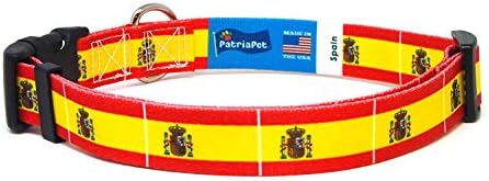 Нашийник за кучета Испания | Флаг на Испания | Быстросъемная обтегач | Произведено в Ню Джърси, САЩ | за малки кучета