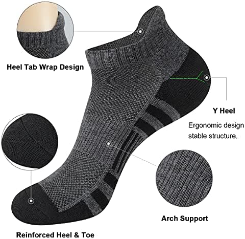 COOVAN Мъжки Спортни Чорапи за Глезените, Мъжки 8 Опаковки, За Джогинг, Меки Дишащи Чорапи с ниско деколте
