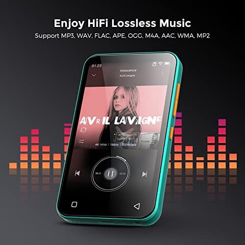 MP3-плейър TIMMKOO с Bluetooth, Преносим музикален mp3 плейър със звук Hi-Fi и превръзка за бягане с държач за ключове (син)