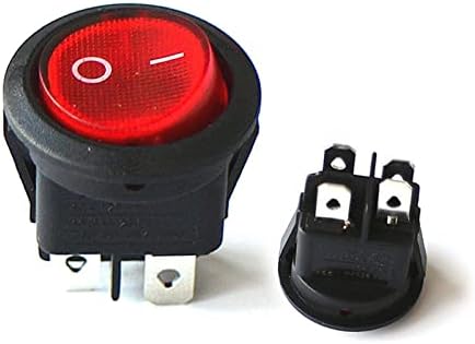 5шт 12/24/220 В Кръг Кулисный превключвател 20 мм 4-пинов ВКЛ./Изкл led подсветка на автомобилни тласък переключателях Прозрачен Червен (цвят: 220 LED)
