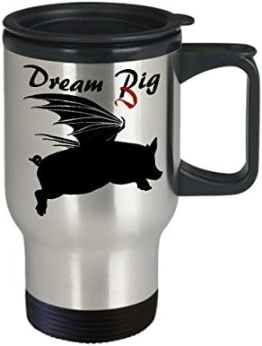 Експанзионистична Чаша Dream Big Pig Вдъхновяваща Мотивация Принуждавайки Да Се Чудя Смешно Пътна Чаша