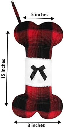 Beyond Your Thoughts Бельо Каре Куче Кост Мультяшные Коледни Чорапи от естествен Коноп чул-16 см x 8 см 3 # в червено и черна клетка