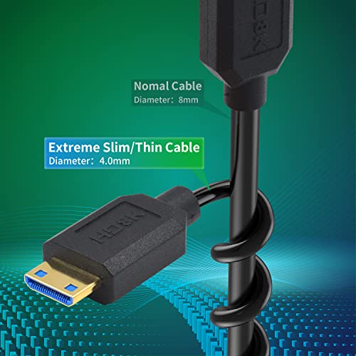 Спирален кабел Dutttek 8K Mini HDMI-Mini HDMI, Mini HDMI 2.1 48 gbps, Спирален кабел Extreme Slim/Тънка Mini hdmi мъж