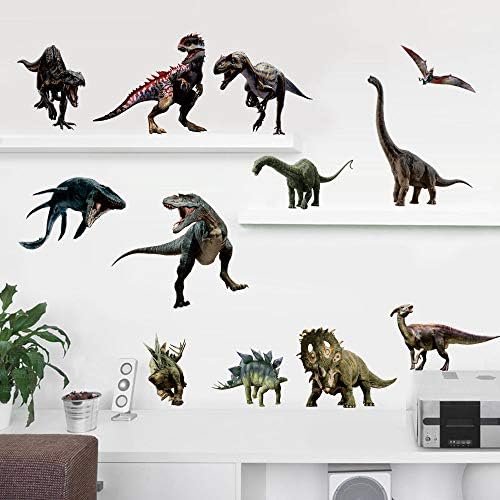 Стикери за стена с Динозавром, Отклеивающиеся и Приклеивающиеся Подвижни Стикери за Стена, Стикери за Детска Спалня, Детска Стая, Хол, Многоцветни
