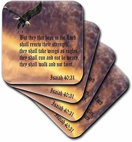 3dRose LLC cst_27419_2 Стих от Библията на Исая 40-31 с изображение на Орел на фона на Бурно небе, Меки подложки, Комплект