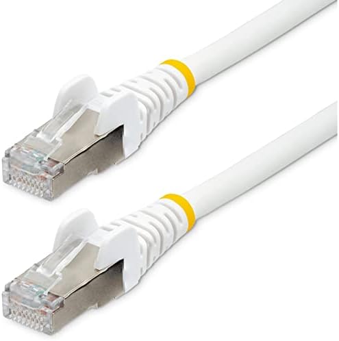 StarTech.com 15-крак Ethernet кабел основа cat6a с ниско съдържание на дим и без халогени (ХАЛОГЕННИ) - 10 Gigabit мрежов пач кабел PoE RJ-45 S/FTP капацитет от 500 Mhz 100 W бял цвят без довършител