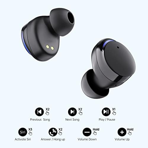 Безжични слушалки, Bluetooth Слушалки 5.0 с led калъф за зареждане, Слушалки подложка IPX8, Водоустойчиви Слушалки, Висококачествен стереозвук, вграден микрофон за преносим