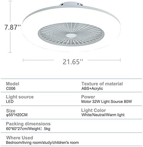 BININBOX Модерен Тавана лампа и вентилатор с Дистанционно Управление Невидими Акрилни Вентилатора с Регулируема Яркост на Осветлението и Регулируема Скорост за Детс?