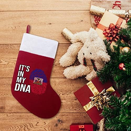 Това е в Моята ДНК Коледни Чорапи с Флага Хаити, Чорапи с Плюшено Камина, Висящи за Домашен интериор Елхи
