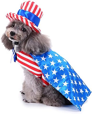 Рокля за кучета 4 юли, Костюм чичо Сам за домашни любимци, Костюми на Котки с Флага на САЩ в Ден на Независимостта, Национален