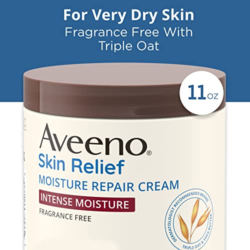 Крем за тяло Aveeno Skin Relief Intense Moisture Repair с тройна формула от овесени ядки и масло от Шеа, помага за облекчаване и възстановяване на състоянието на Много суха кожа, осигу?