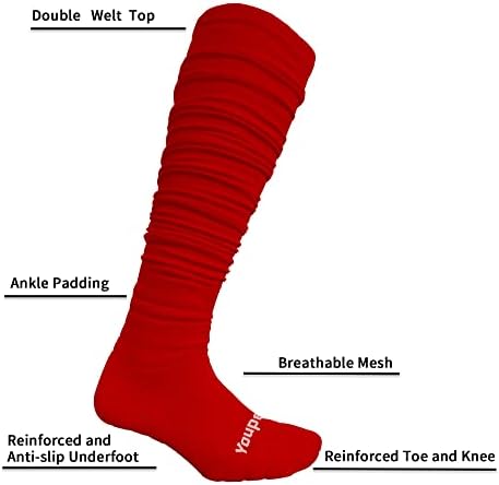 Футболни чорапи с подплата Youper Крънч, 2 опаковки, с цилиндрична форма Спортни и Футболни Чорапи за мъже и Момчета