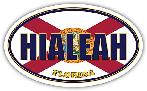 Флаг на щата Флорида града Хайалиа | Флорида Флаг окръг Маями-Дейд Овална форма Цвят на щата Стикер Върху Бронята на