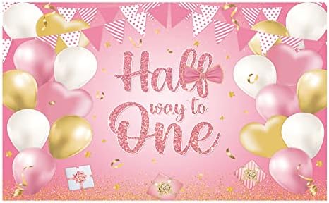 Allenjoy Шестмесечен Фон честит Рожден Ден за Момиче Принцеса Розово Злато 1/2 Година за Първите 6 Месеца Темата за Душата на Детето си, за да проверите за Юбилейна Парти