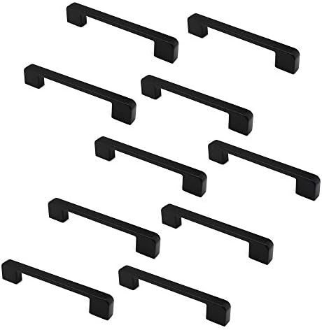Комплект от 10 Матово-Черни Дръжки и пръчки за врати на шкафове NUZAMAS, Дръжки за чекмеджета Мебели, Цинк, сплави, Дължина