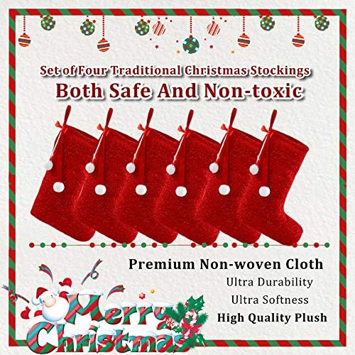 BSTAOFY Комплект от 6 18Червени Коледни Чорапи, Уникални Орнаменти за Коледното парти, Подарък за Малки деца, Семейството