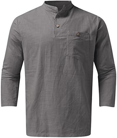 2022 Нови Мъжки Ризи, Мъжки Модни Ежедневни Блузи, Однотонная Горната Риза с джобове и Копчета, Памучен Риза в slub, 2 Т