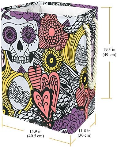 TIZORAX Ръчно Татуировка Мексикански Череп С Флорални орнаменти и кош За бельо Кошница За Съхранение на Скоби Добре за