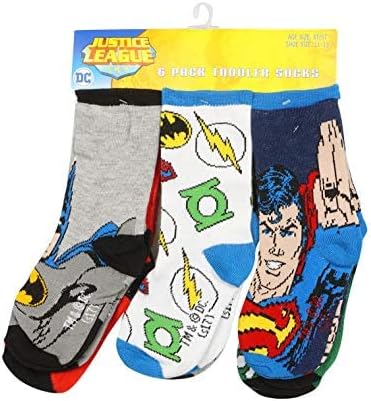 Лигата на справедливостта 6 Опаковки чорапи за деца - С участието на Батман, Супермен, Зелен Фенер и Флэша