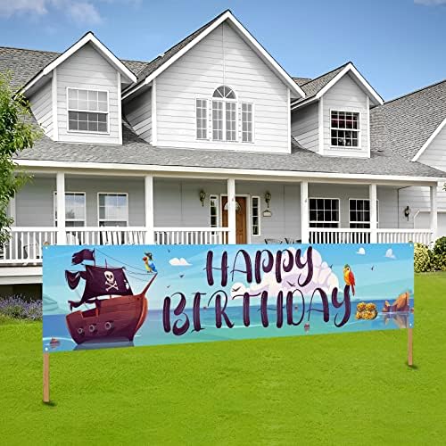 Пират Банер Кимини-Ки честит Рожден Ден, Аксесоари за Пиратски партита, Пиратски украса за рожден Ден на Момче, Украса за рожден Ден в пиратски стил за деца, Момчета