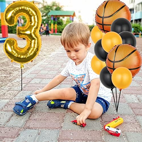 Комплект баскетболни Балони, Украса на 14-ти Рожден Ден Номер 14 Фольгированный Балон Златното Бижу за Баскетболна топка Черен жълт латексный балон за детски Рожден