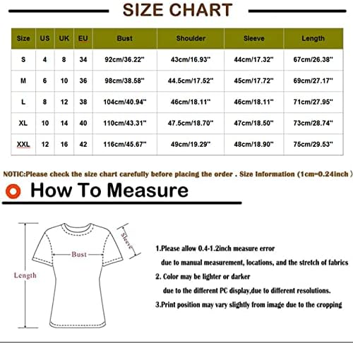PRDECEXLU 4 юли Бижута Дамска Туника С Затворена Корем Летни Тениски С къс Ръкав Дълга Струящаяся Тениска Ежедневни Блузи