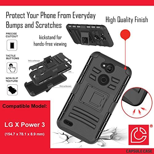 Калъф Moriko е Съвместим с LG X Power 3 [слой Броня със защита от падане, Противоударная Стойка, колан, Разход на Черен калъф за LG XPower 3 - (Бейзбол)